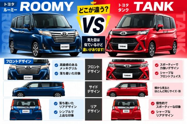 【徹底比較】ルーミーとタンクの違いは？中古車で買うならどっちがおすすめ？